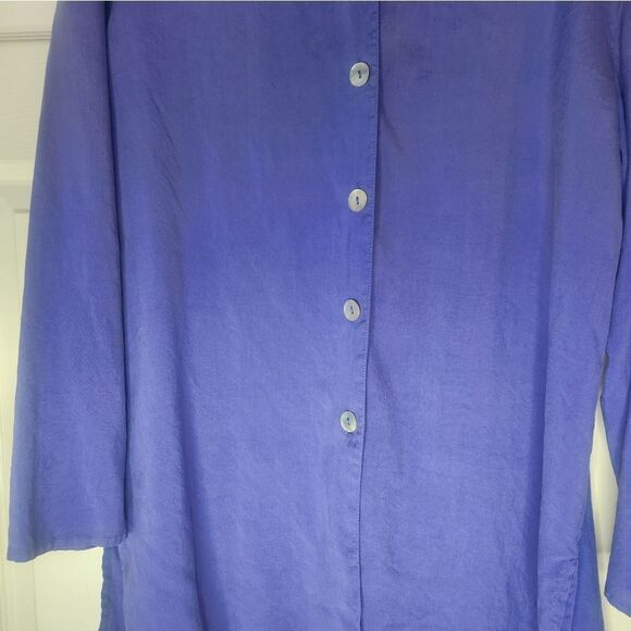 Melrose Silk Studio L 100% SILK Purple  Lngslvs Button Up Women’s Shirt Blouse - Picture 3 of 5